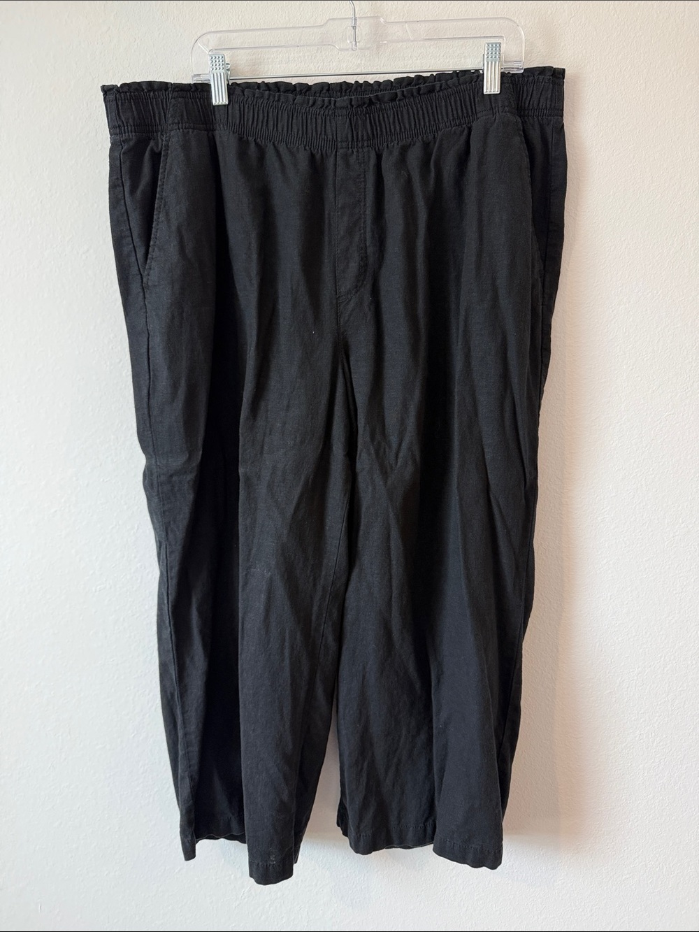 Black linen mix pants XL